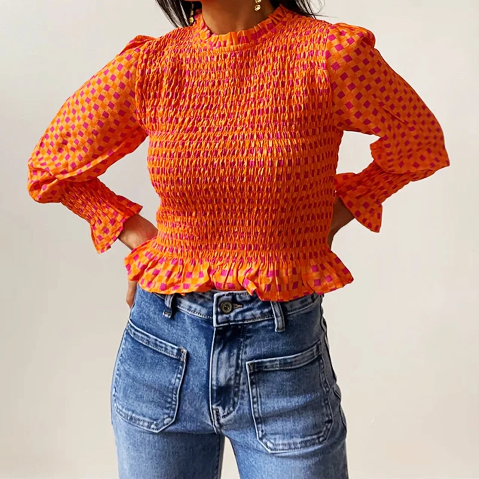 Top Plaid Bubble Chic
