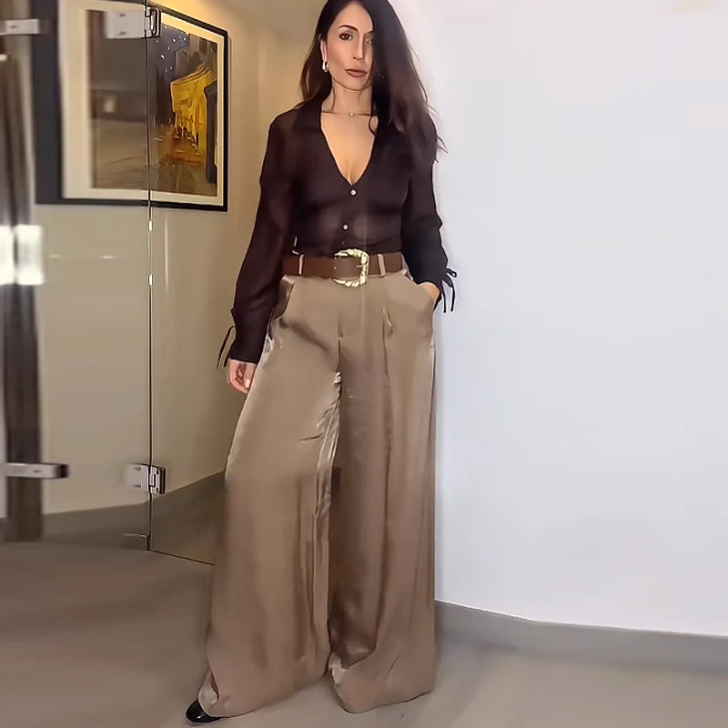 Pantalón Satin Belt Luxe