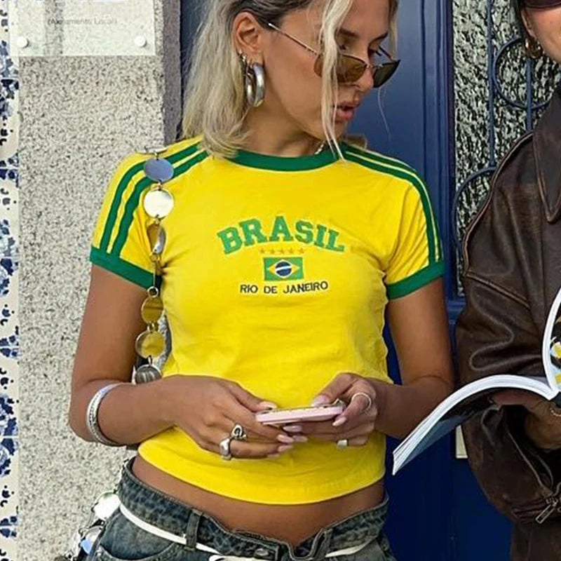 Camiseta Y2K Brasil Street Crop