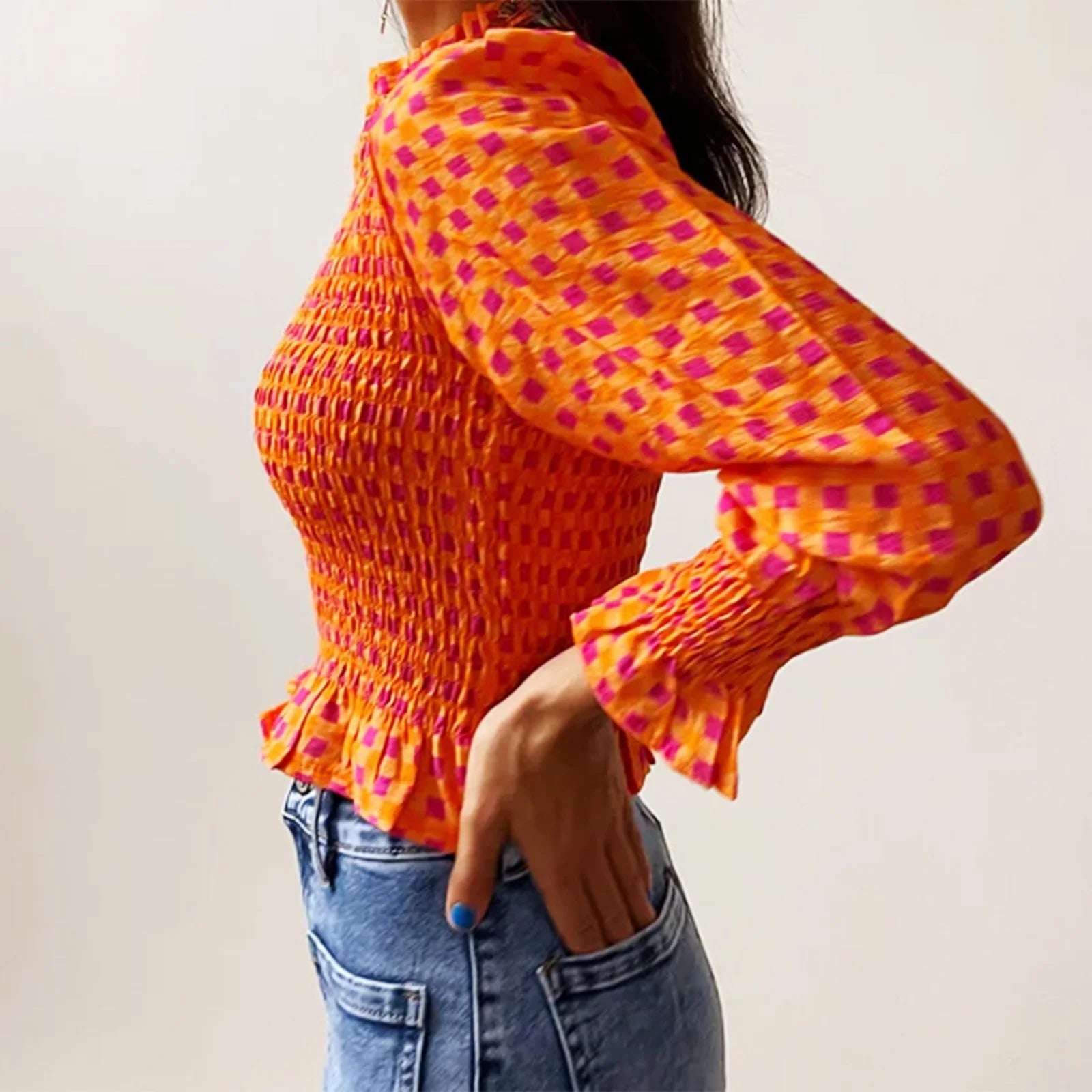 Top Plaid Bubble Chic