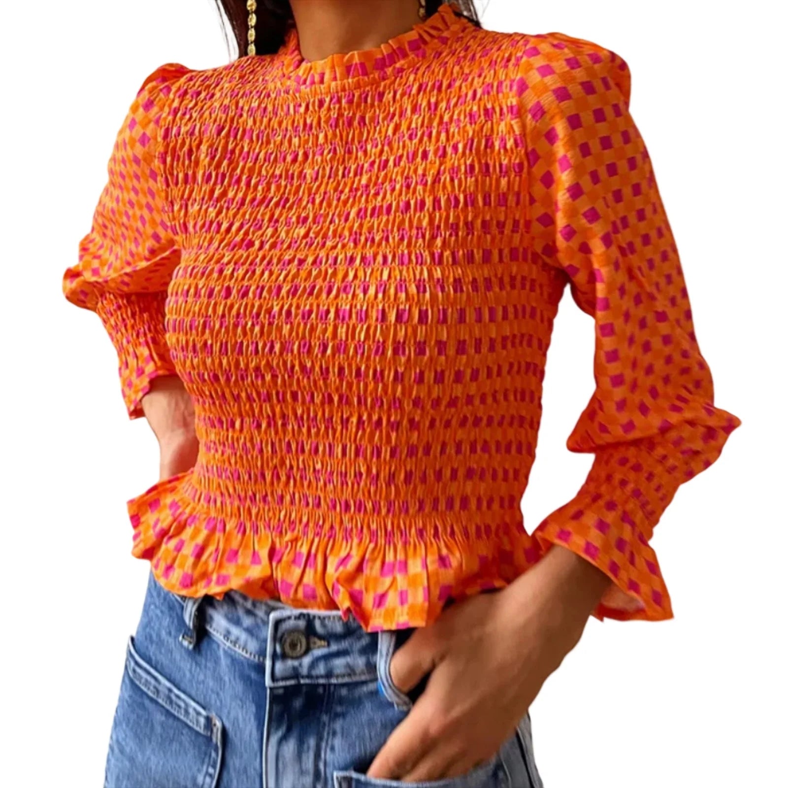 Top Plaid Bubble Chic