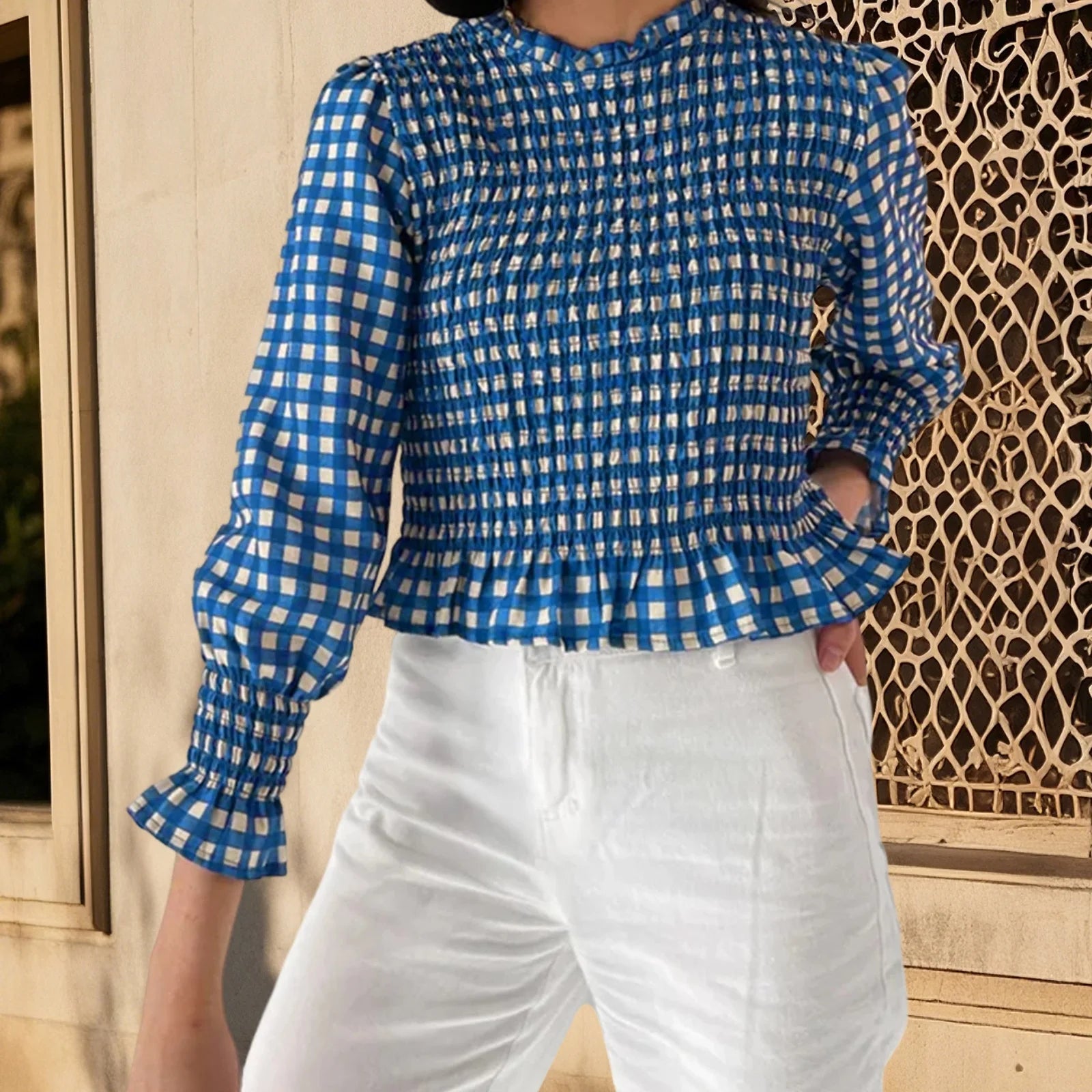 Top Plaid Bubble Chic