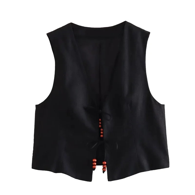 Chaleco Crop Beaded Élite