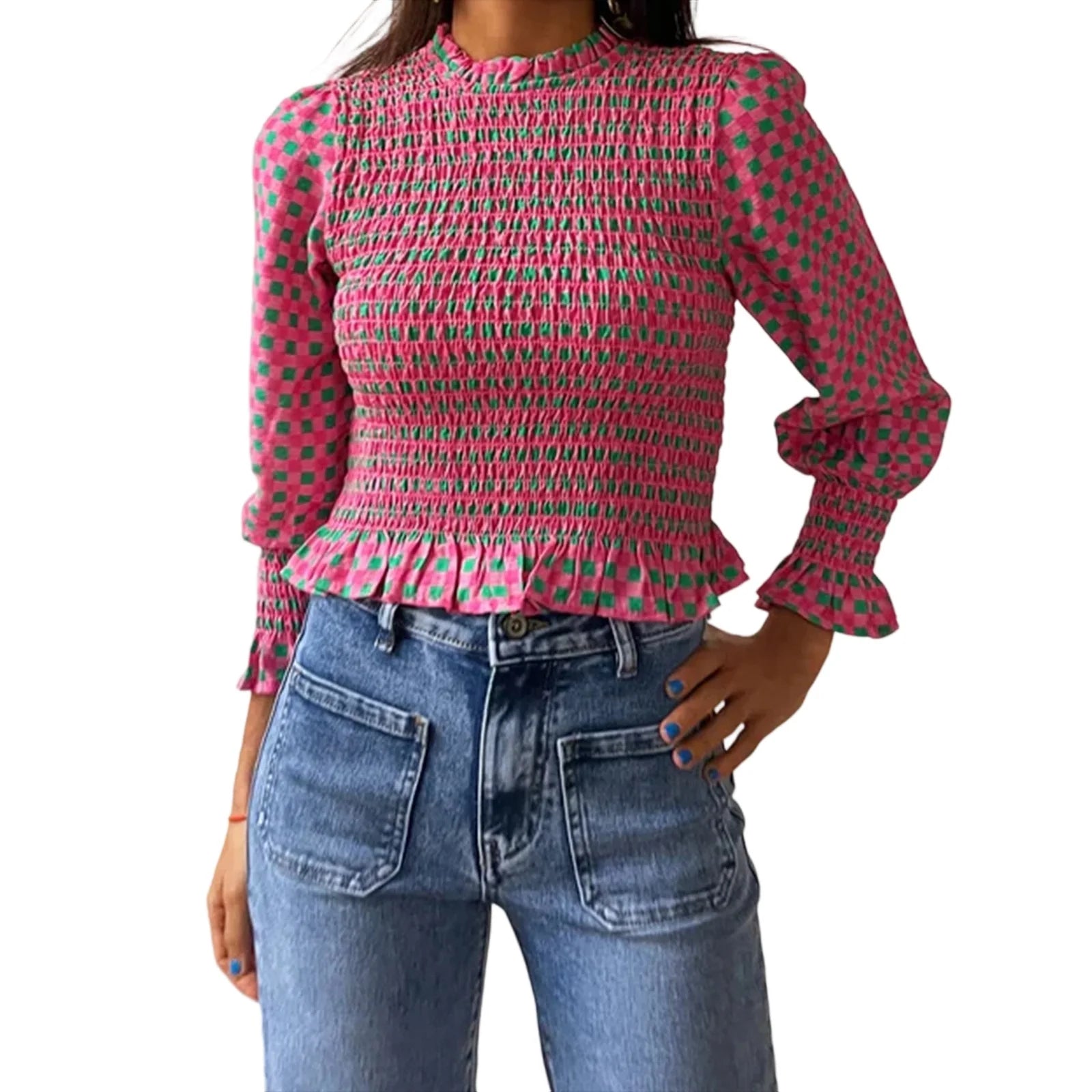 Top Plaid Bubble Chic