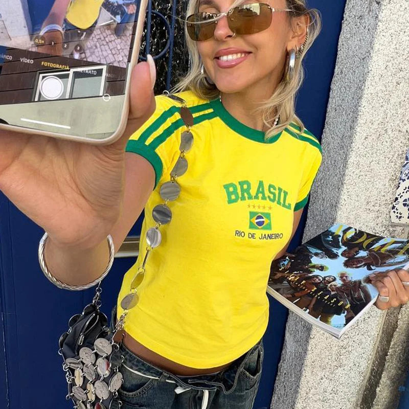 Camiseta Y2K Brasil Street Crop