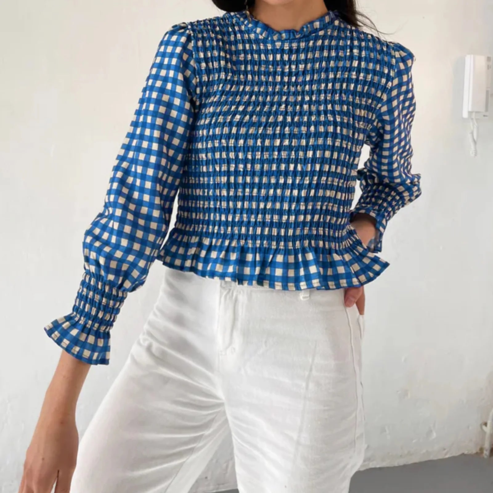 Top Plaid Bubble Chic