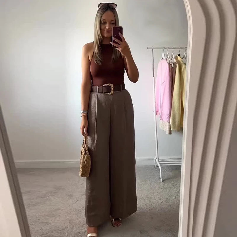 Pantalón Satin Belt Luxe
